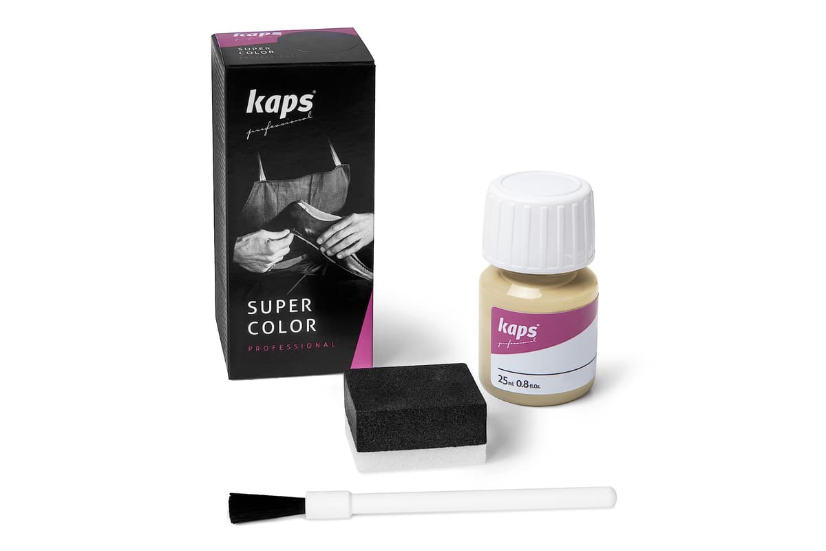 Tinte para Zapatos y Bolsos de Cuero y Textil con Esponja y Brocha, Kaps Super Color, 70 Colores (117 - azul marino) — view 72