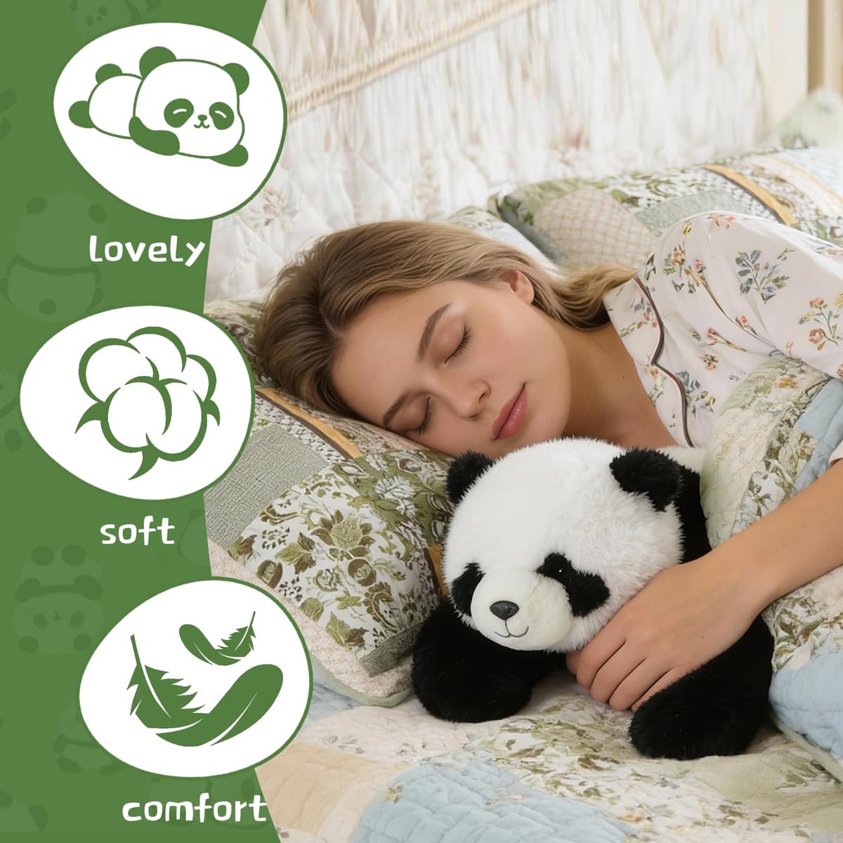 Weighted Panda Plush Teddy, Soft Stuffed Animal Plushies, Cuddly Toy for Comfort & Relaxation, Pookie the Panda Weighted Animals for Adults, Hugging Companion for Anxiety Relief & Sleep Support（45cm） — view 4