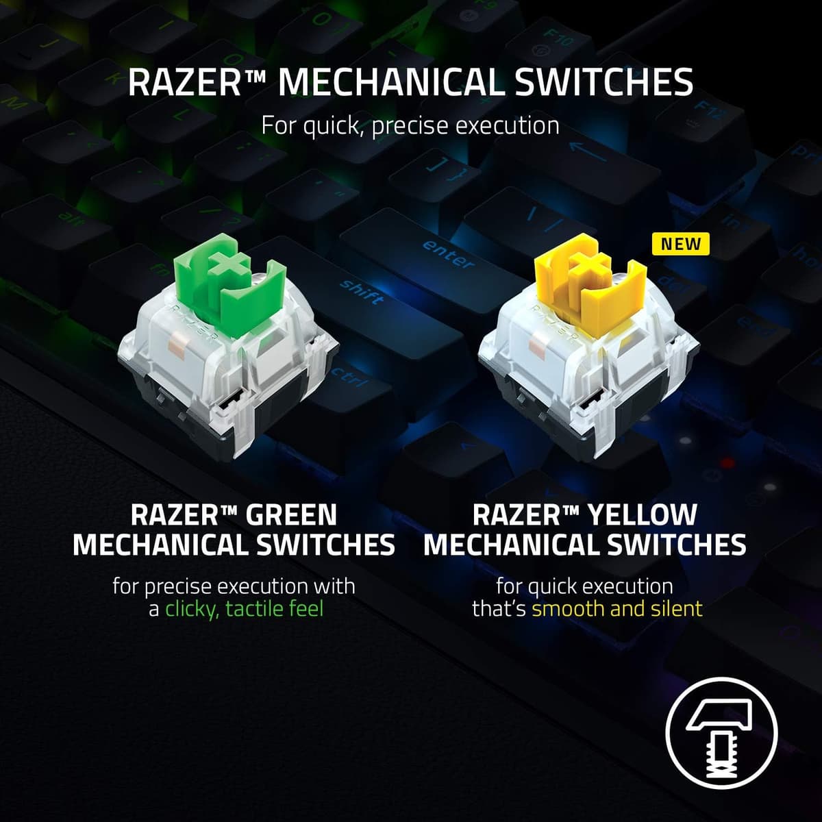 Razer BlackWidow V3 (Green Switch) - Mechanical Gaming Keyboard (Clicky Mechanical Switches, Doubleshot ABS Keycaps, Multi-Function Digital Roller and Media Key, Wrist Rest) QWERTY UK Layout | Black UK Layout BlackWidow V3 Green Clicky Switch