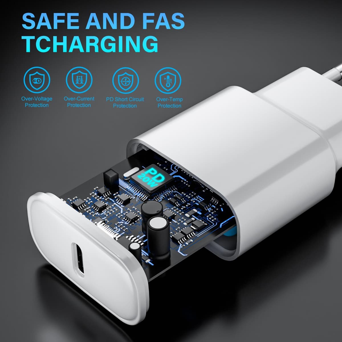 Cargador para iPhone Carga Rapida, Paquete de 2 Cagador USB C PD 3.0 y Cable Lightning de 2 m para iPhone 14/13/12/11/Pro/Pro MAX/iPad[5th-9th]/iPad Mini[2nd-5th]/iPad Air — view 5