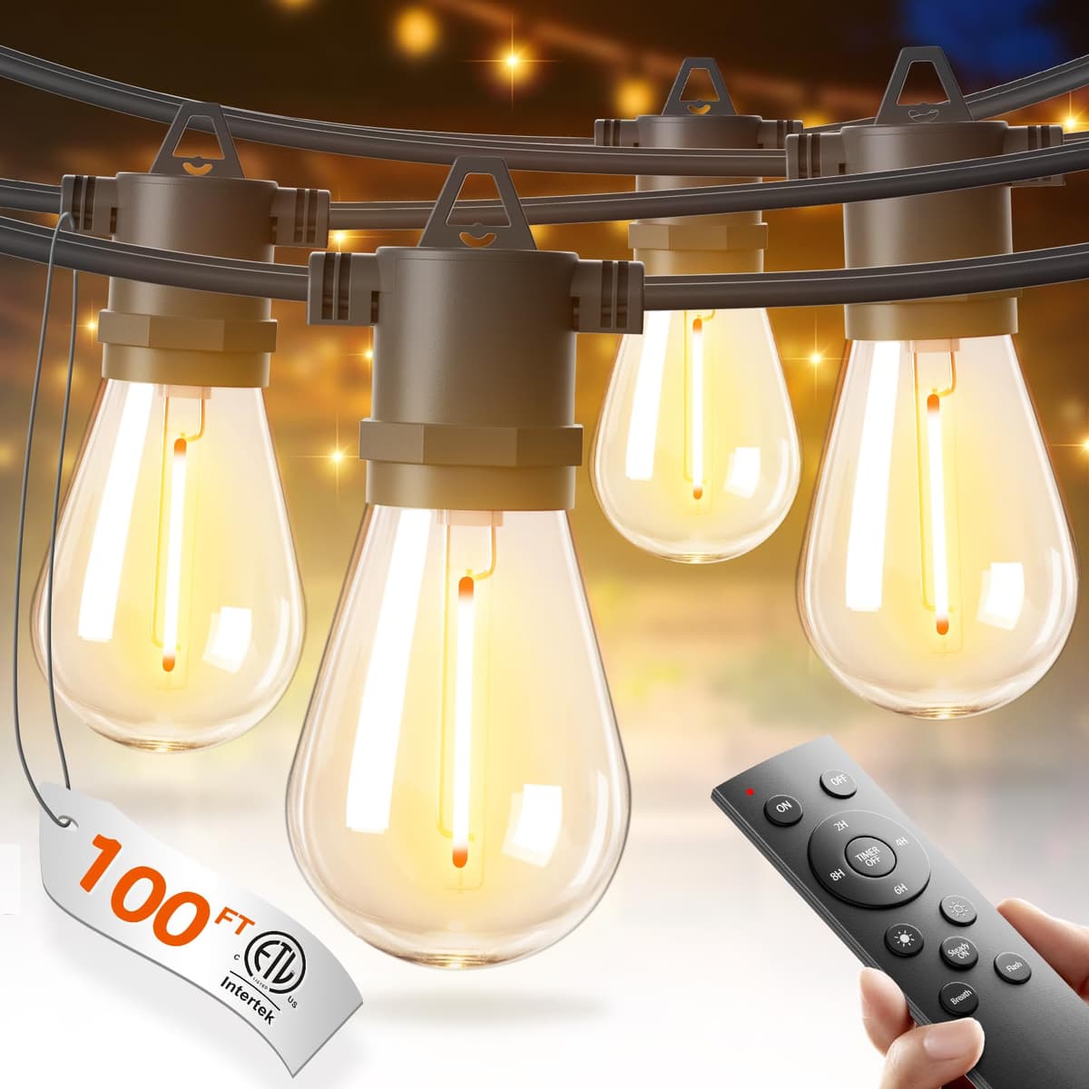addlon 25FT LED Outdoor String Lights with Edison Shatterproof Bulbs, Heavy-Duty and Weatherproof Strand, Commercial Grade Patio Lights, Decorative for Garden or Patio, Black — view 12