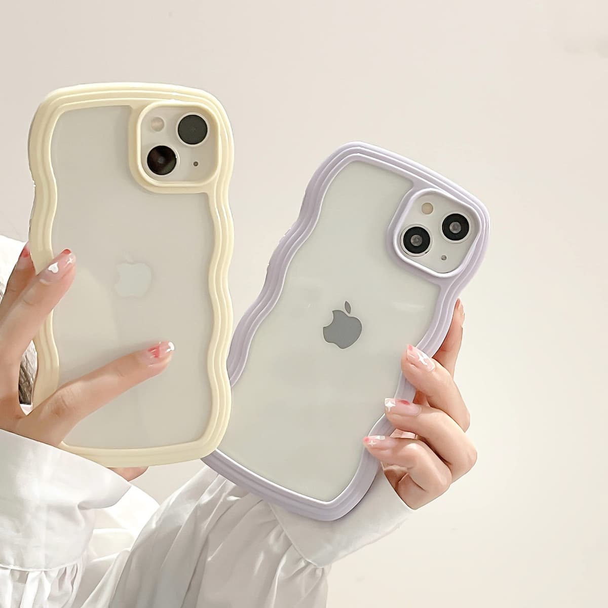 QLTYPRI Compatible with iPhone 11 Case, Cute Curly Wave Frame Clear Case for Girls Women, Transparent Soft Silicone TPU Bumper Shockproof Protective Phone Cover for iPhone 11 - Purple — view 2