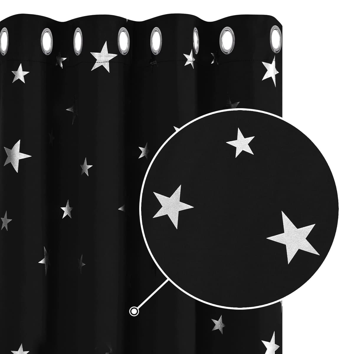 Deconovo Navy Blue Curtains for Living Room Super Soft Thermal Insulated Star Foil Printed Eyelet Blackout Curtains 46 x 54 Inch 2 Panels — view 18