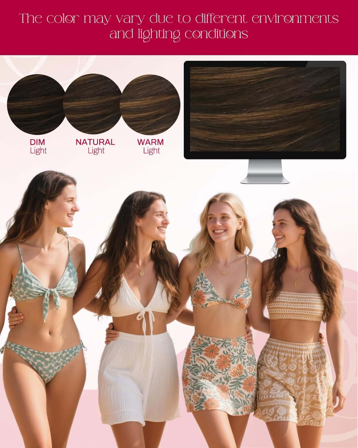 Moresoo Nano Hair Extension Remy Hair 18 Inch 1g/s Balayage Dark Brown and Medium Brown Nano Beads Human Hair Extensions Natural Reflection 50 Strands #2/6/2 — view 5