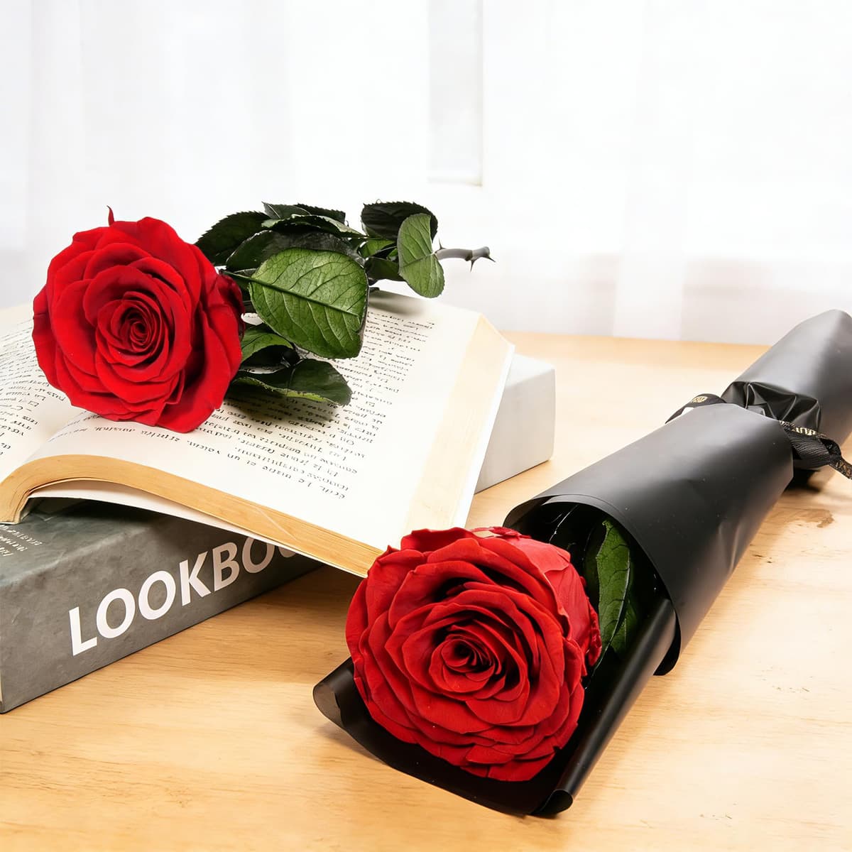 Yamonic Rosa Eterna Regalos Mujer, Rosa Eterna Natural Preservada Regalo Dia de la Madre Regalo Cumpleaños Mujer,Flores Preservadas con Tallo Regalo San Valentín Rosa Dia de la Madre — view 3