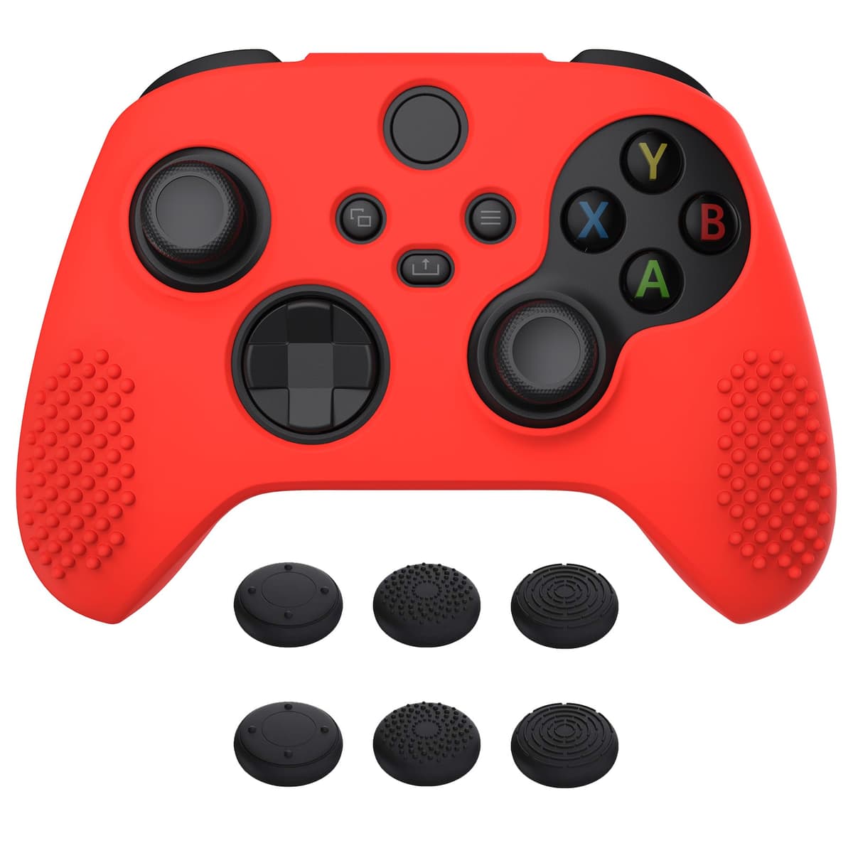 eXtremeRate PlayVital Funda de Silicona para Xbox Series X/S, Carcasa Antideslizante con 6 Thumb Grips, Protector Ergonómico, Accesorios para Xbox Series X/S - 3D Tachonado (Oscuro Gris Negro) — view 14