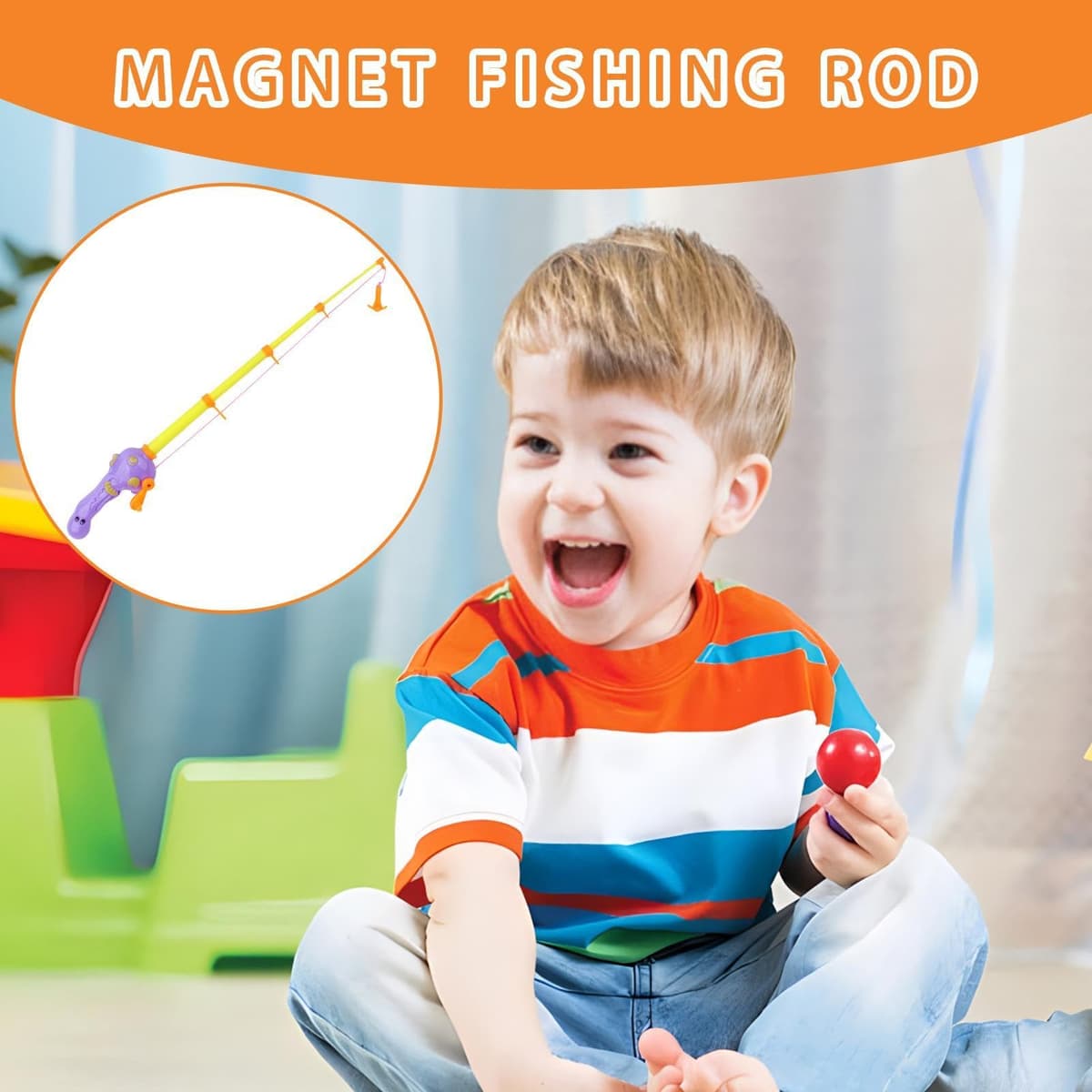 Kids Pretend Fishing Pole – Colorful Magnetic Rod Set, Compact 17-20cm | Friendly Lightweight Durable Bath Pool Toy Creative Learning Game Early Childhood Entertainment Hand Coordi — view 3
