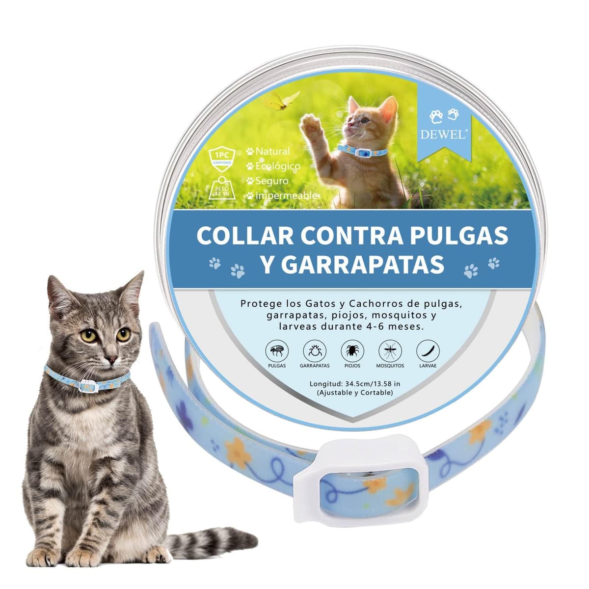 DEWEL Collar contra Pulgas y Garrapatas para Perros Grandes Medianos y Pequeños, Collar Antiparasitario para Perros 8 Meses de Protección, Control Antipulgas para Mascotas de 63,5 cm Gris 1 Unidad — view 17