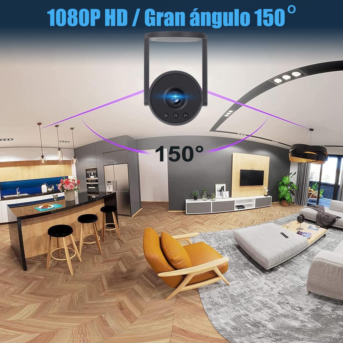 Genérico Mini Camara Oculta 1080P HD WiFi Camaras de Vigilancia sin Cables Camara Seguridad Vigilancia Cámara,con Batería de 12h,para Ver En El Movil Interior CAM con Detección de Movimiento (ML) — view 5