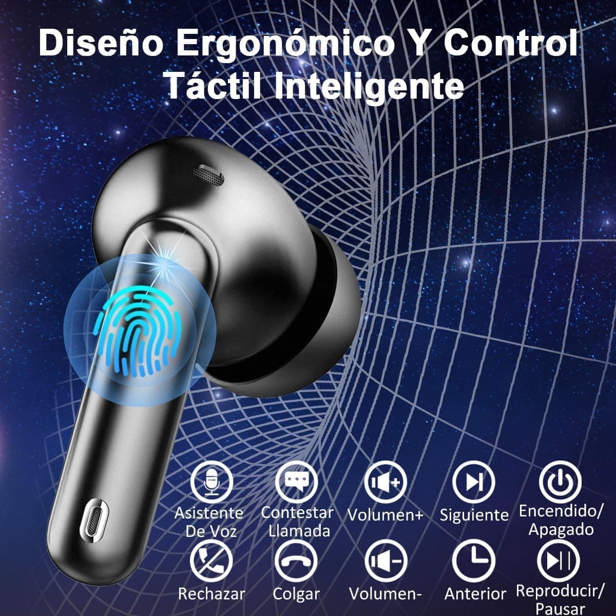 Auriculares Inalambricos Bluetooth, 2026 Cascos Inalambricos Bluetooth 5.4 HiFi Estéreo, 45 Horas Auriculares inalámbricos con ENC Cancelacion Ruido, IP7 Impermeable/Pantalla LED/Carga Rápida Tipo-C — view 7