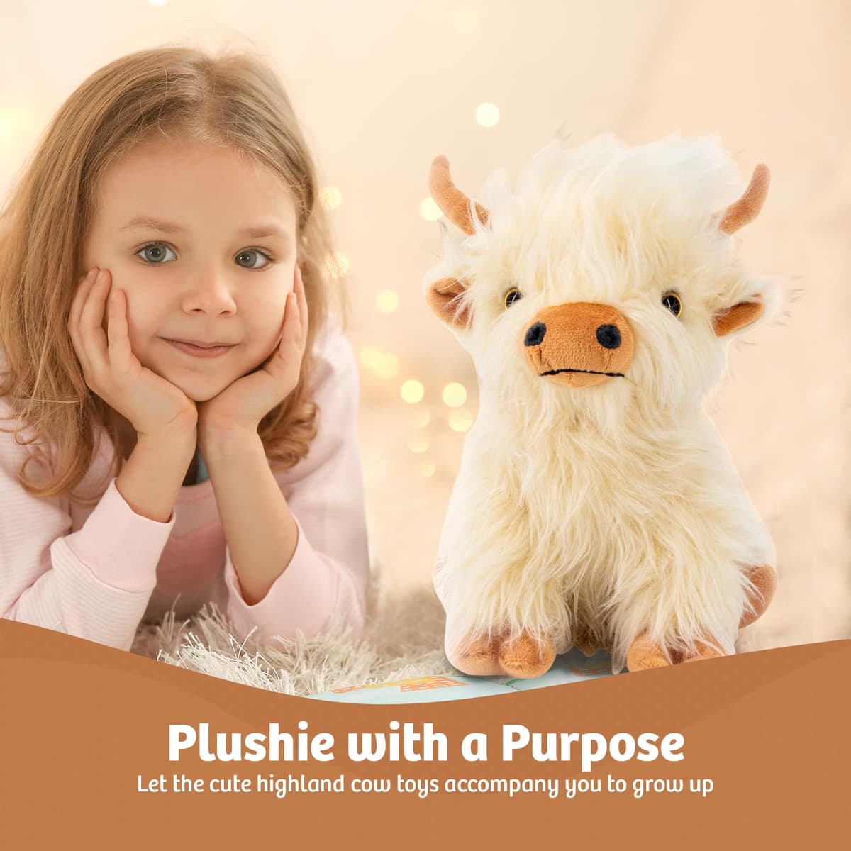 Marysun Microwavable Highland Cow Stuffed Animal - Weighted Stuffed Animal Plush, Heating Pad for Period Cramps, Cozy Gift for Girls|Women|Kids|Elderly People — view 5