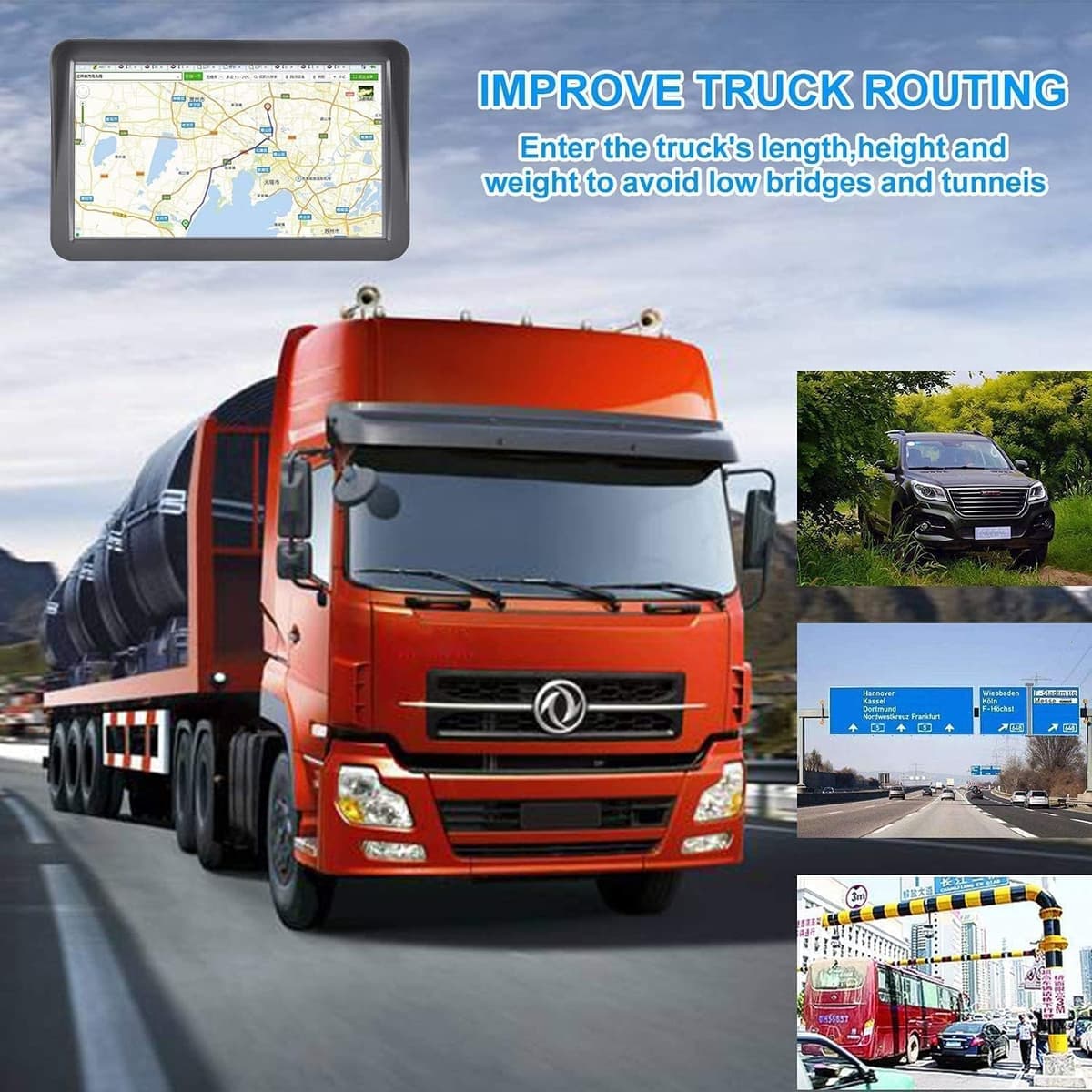 9 Inch GPS Sat Nav for Car, Truck & HGV with Sunshade, UK & Europe 2026 Maps, Free Lifetime Updates, Speed Camera Alerts, Custom Truck Routing, Offline Navigation — view 2
