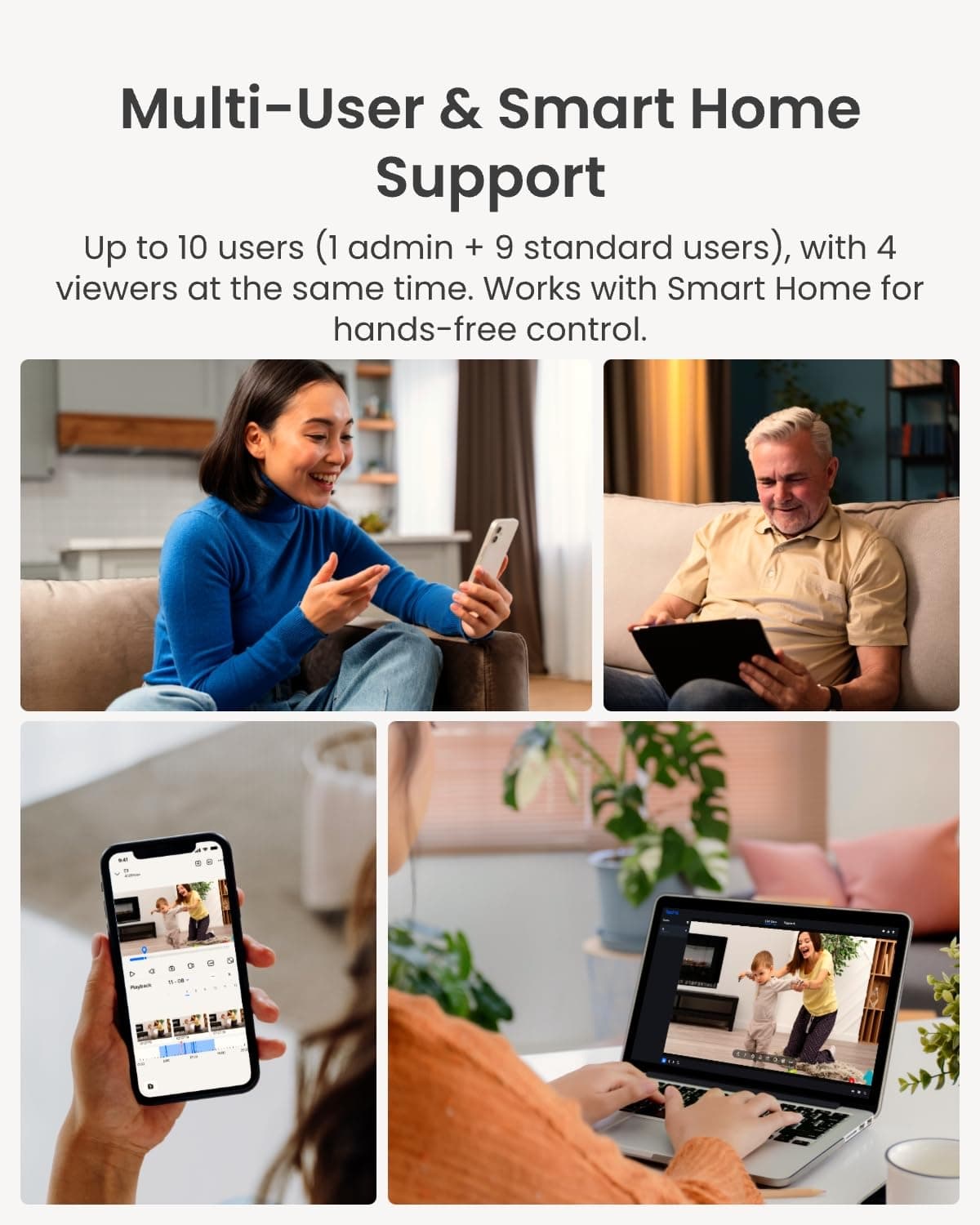 Reolink E1 4MP Indoor WiFi Security Camera - 360° Pan/Tilt Auto Tracking Baby Pet Monitor, AI Person/Pet/Cry Detection, 2-Way Talk, Night Vision, Local Storage, No Subscription, Works w/Alexa & Google — view 7
