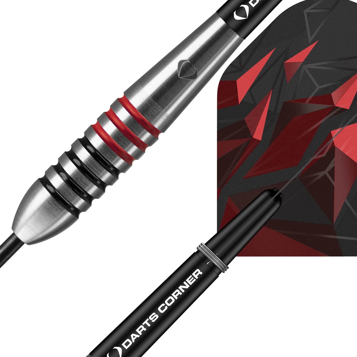 Darts Corner Astrofire | Juego de Dardos con Cuerpo 90% tungsteno y Punta de Acero Incluye 6 Aletas, 6 Varillas, Tarjeta de Pago y Estuche de Almacenamiento, Anillos y — view 3