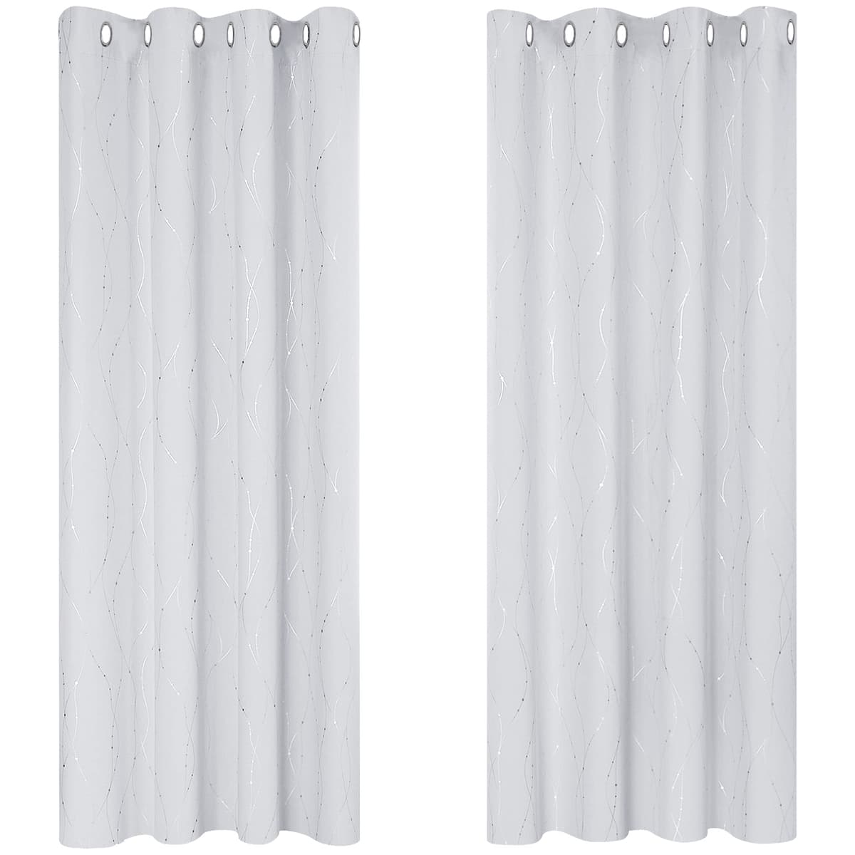 Deconovo Soft Dotted Line Foil Printed Blackout Curtains Thermal Insulated Curtains Eyelet Energy Efficiency Room Darkening Curtains for Bedroom 52 x 72 Inch Light Grey 2 Panels — view 82