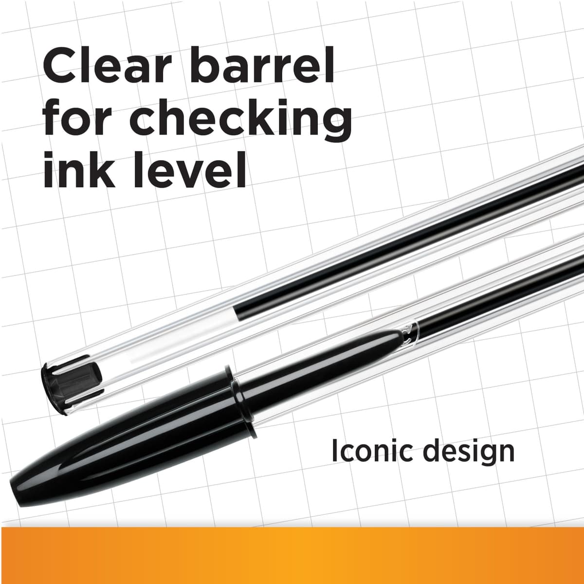 BIC Cristal Original Smudge Free Ballpoint Pens, Ideal for School, Black, Medium Point (1.0mm), Pack of 50 — view 2