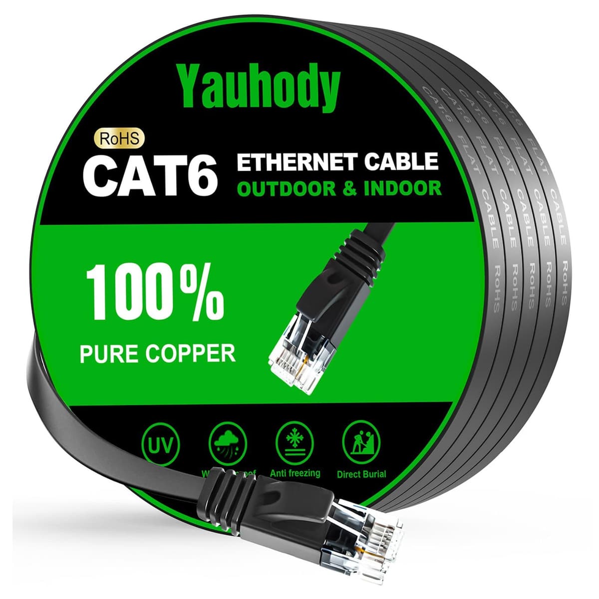 Yauhody CAT 6 Ethernet Cable 0.5m Black 6Pack Network Cable High Speed CAT6 Ethernet Patch Leads 0.5m Lan Cable CAT6 Gigabit Internet LAN Patch Cable for TV Gaming Router(6Pack Black) — view 10