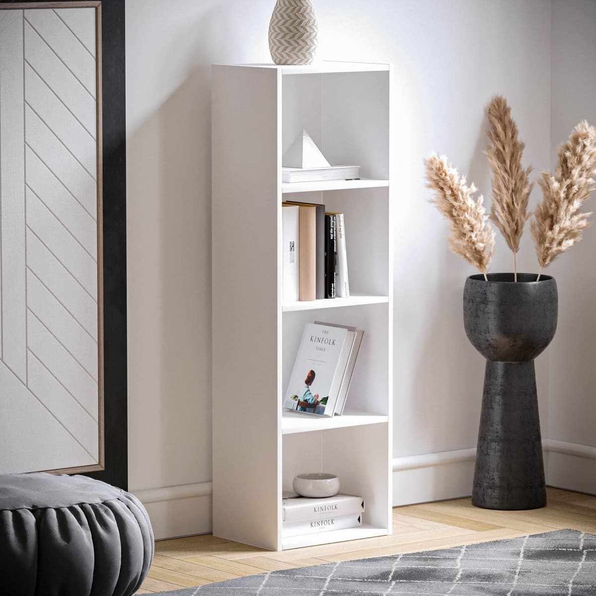 Vida Designs Oxford 4 Tier Cube Bookcase, White Wooden Shelving Display Storage Unit Office Living Room Furniture — view 6