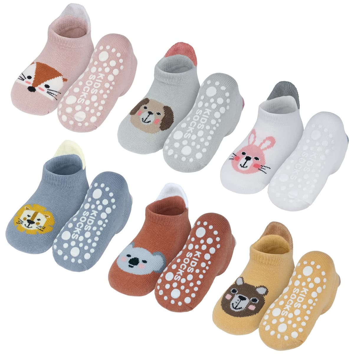 Vicloon Calcetines de Algodón Antideslizantes para Bebés, 5 Pares, Deportivos de 0 a 12 Meses — view 8