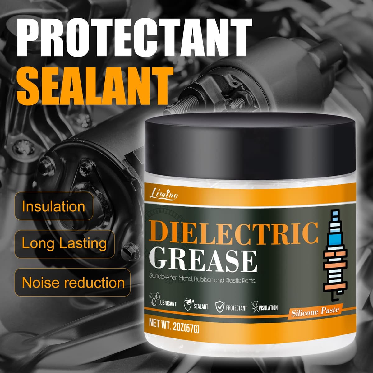 Pâte en silicone - 114g de Grasa Dieléctrica y para Automoción para Componentes y Conectores Eléctricos, Bujías, Juntas Tóricas de Automoción, Frenos - Grasa de Silicona Impermeable — view 3