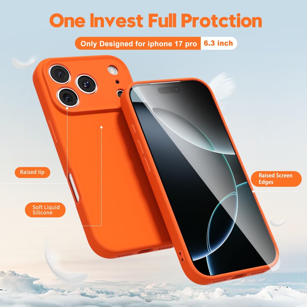 oakxco for iPhone 17 Pro Max Phone Case Liquid Silicone, Cute Thin Slim Grip Soft Rubber Gel for Women Men, Smooth Matte TPU Plain Solid Color Girly Simple Case with Camera Cover, Light Pink — view 427
