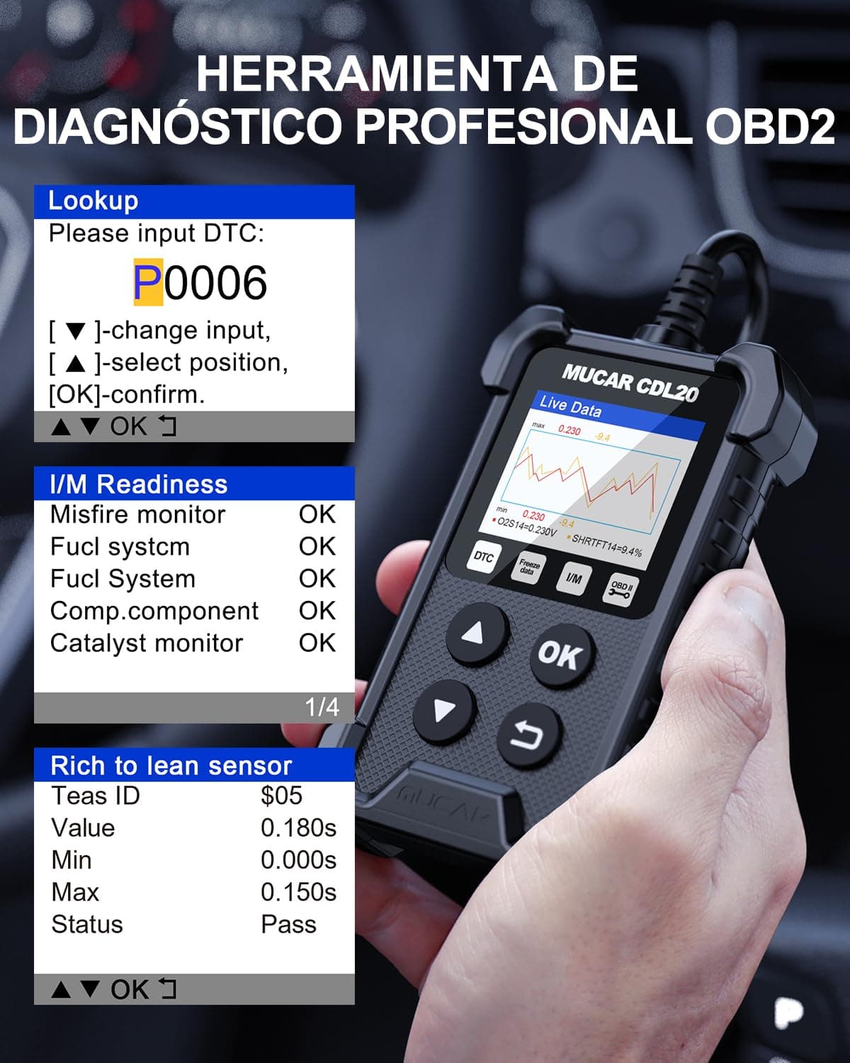 mucar OBD2 Diagnosis, CDL20 Diagnosis Car Multibrand, OBD2 Diagnosis with Engine System — view 3