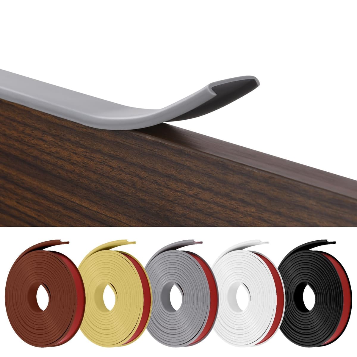 flintronic Forma U Cinta de Madera Cantos, 10m * 16mm TPE Protector Borde de Muebles, Cantoneras Cubrecantos Autoadhesiva, Proteccion para Mesas y Muebles, Puertas de Automóviles.(Gray)