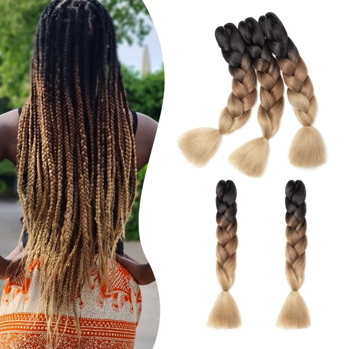 60cm Extensiones de Pelo Trenzas Africanas Castaño Oscuro Extensiones para Trenzas Africanas 1 pcs 100g Kanekalon Pelo para Trenzas Africanas Sintetico Extensiones de Trenzado Cabello Braiding — view 149