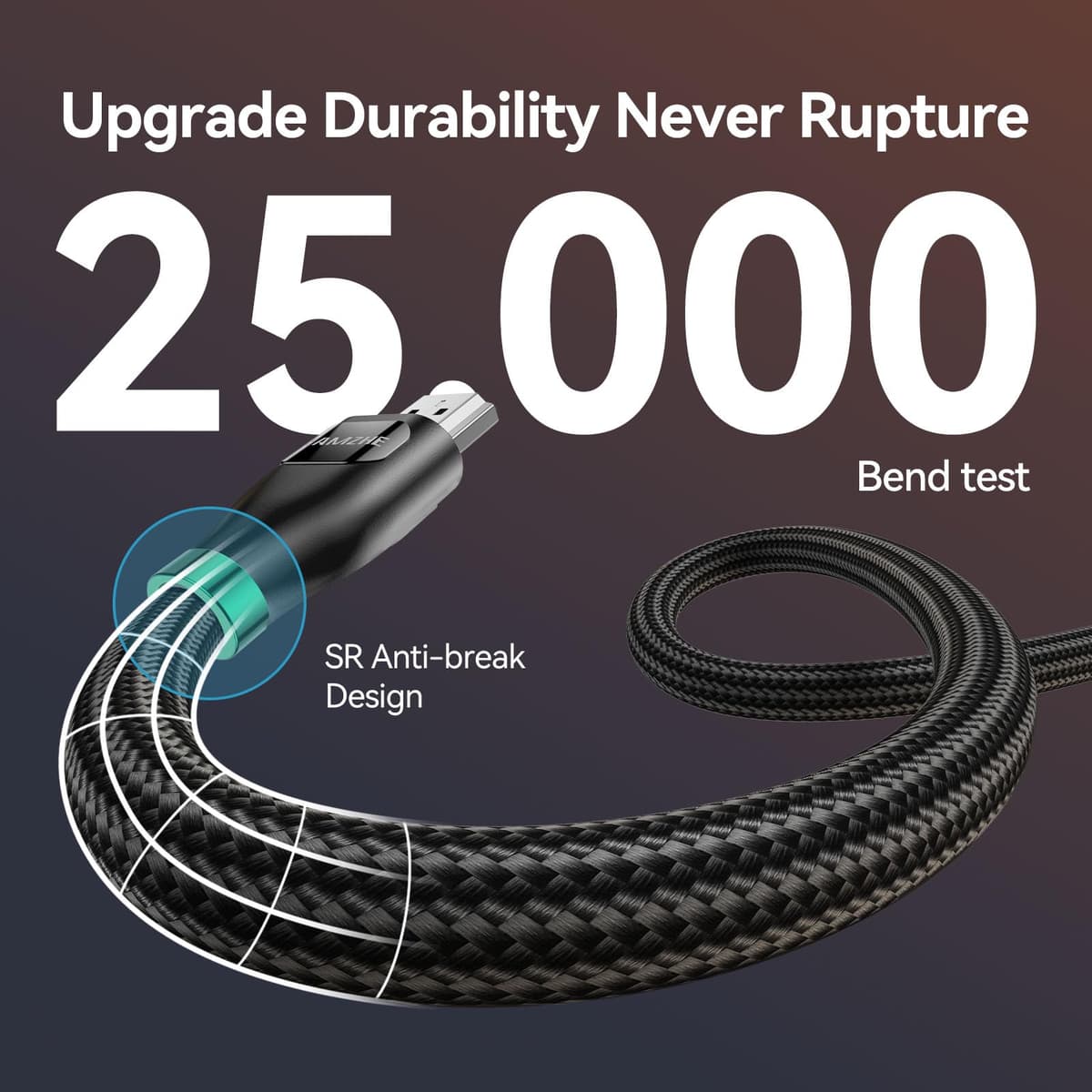 SAMZHE 10K 8K HDMI Cable 2M Certified, HDMI 2.1 Cable Ultra HD High Speed 48Gbps, 8K@60Hz 4K@240Hz HDMI Lead eARC HDR10 HDCP 2.2/2.3, Compatible for PS5/4 for X-box/HDTV/Blu-ray — view 4