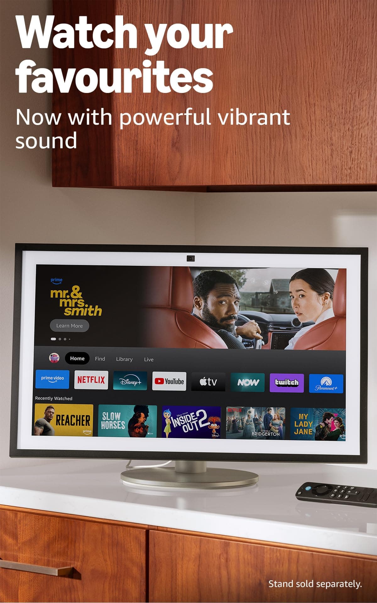 Amazon Echo Show 21 (newest gen), A stunning 21" smart display with built-in Fire TV, powerful vibrant sound, immersive HD streaming, with Alexa+ Early Access — view 4