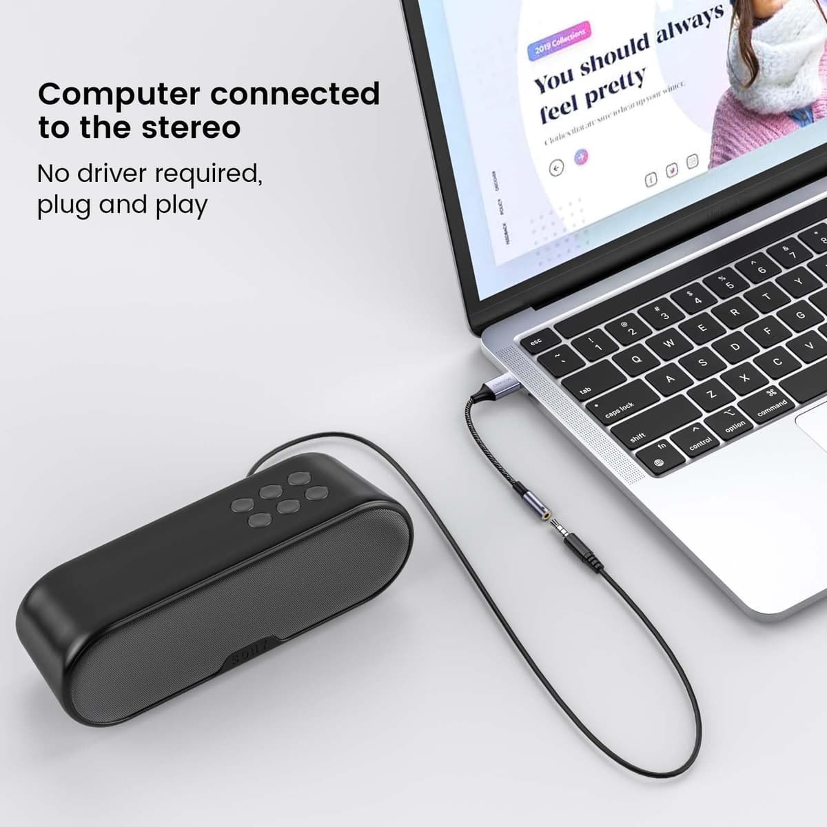 MOSWAG USB to 3.5mm Audio Adapter Built-in DAC External Sound Card Nylon Braided Aluminum Shell for PC Laptop PS5 PS4 Mac Linux Chromebook 1Pack — view 5