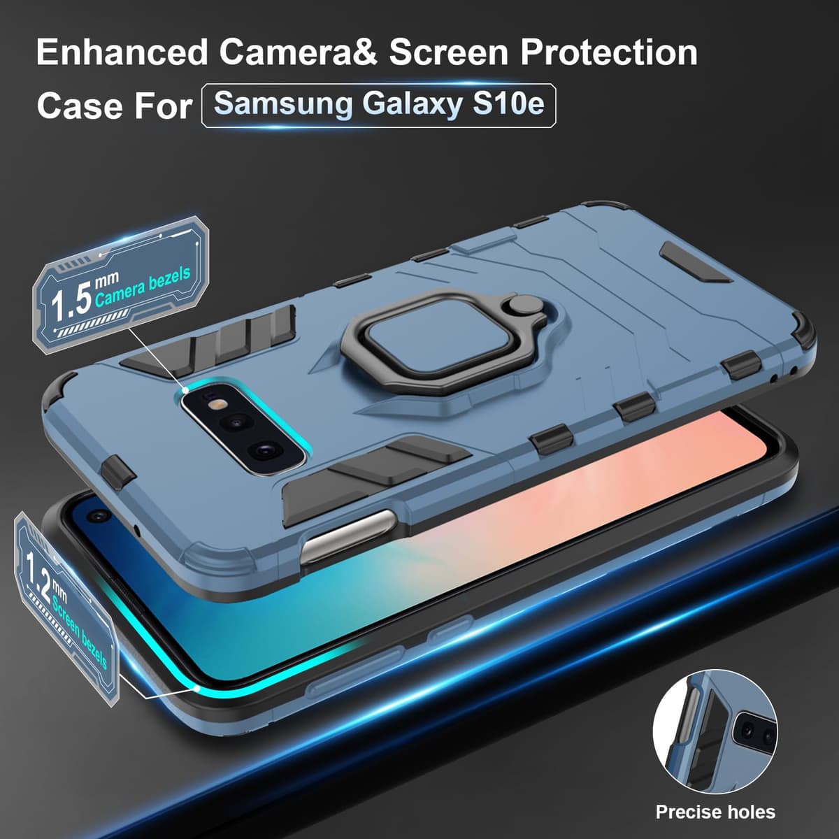 Funda para CMF Phone 2 Pro, Carcasa Antigolpes con Soporte anular metálico, Case Protectora de Grado Militar, Negro — view 1466