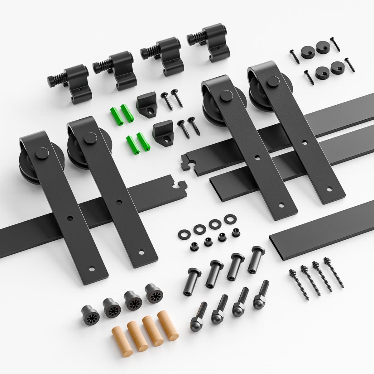 Kit de herrajes para puerta corredera de madera de granero de 335 cm para puertas dobles — view 4