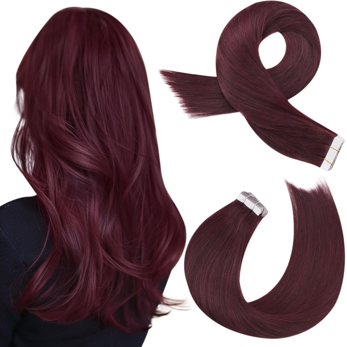 Moresoo Tape in Human Hair Extensions 20 Inch Highlight 50g/20pcs Tape in Hair Extensions Human Hair Ash Blonde with Platinum Blonde #P18/613 — view 17