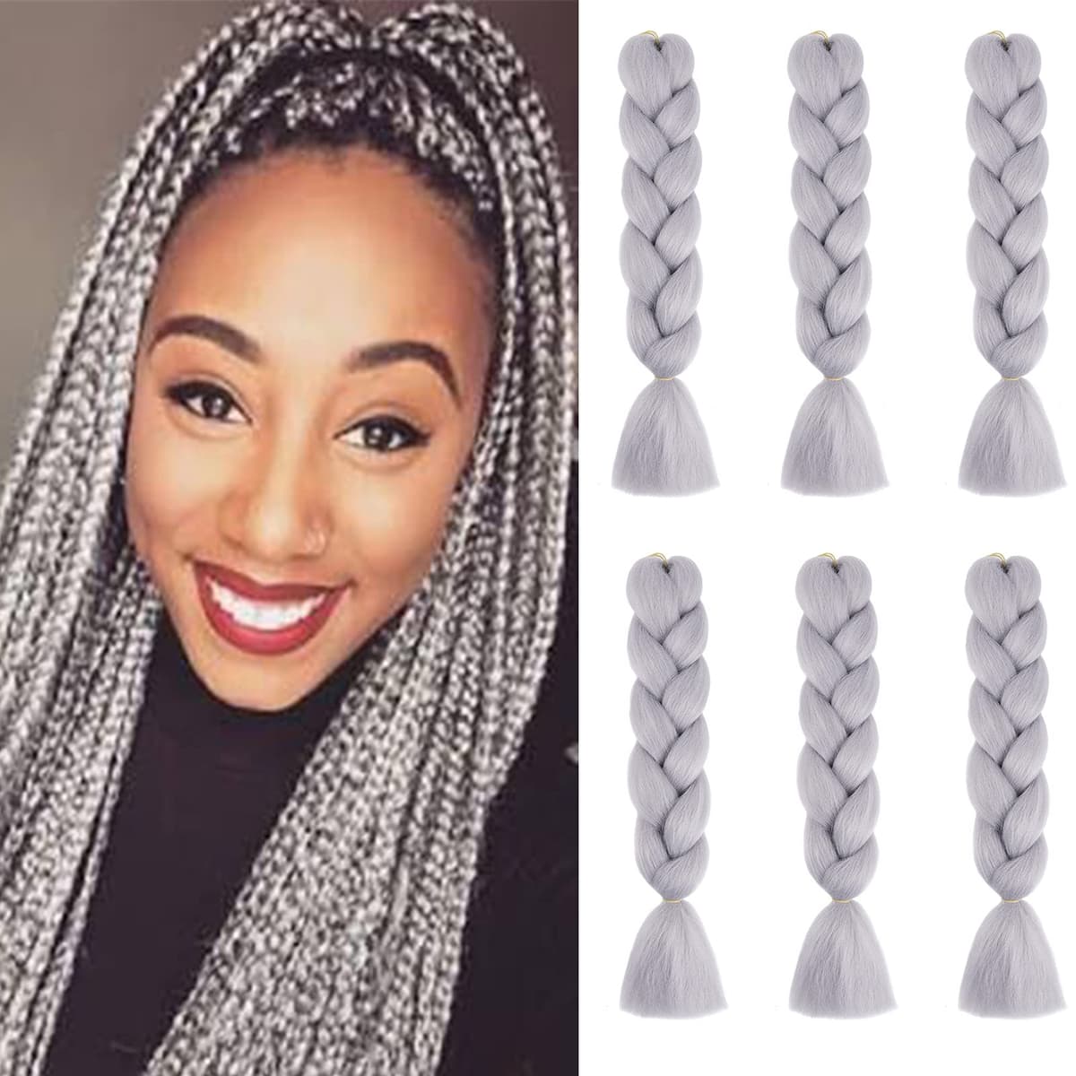 24" Braiding Hair Extension Jumbo Braids Synthetic 3bundles/pack Crochet Hair Afro Box Braid Heat Resistent (Dark Purple) — view 120