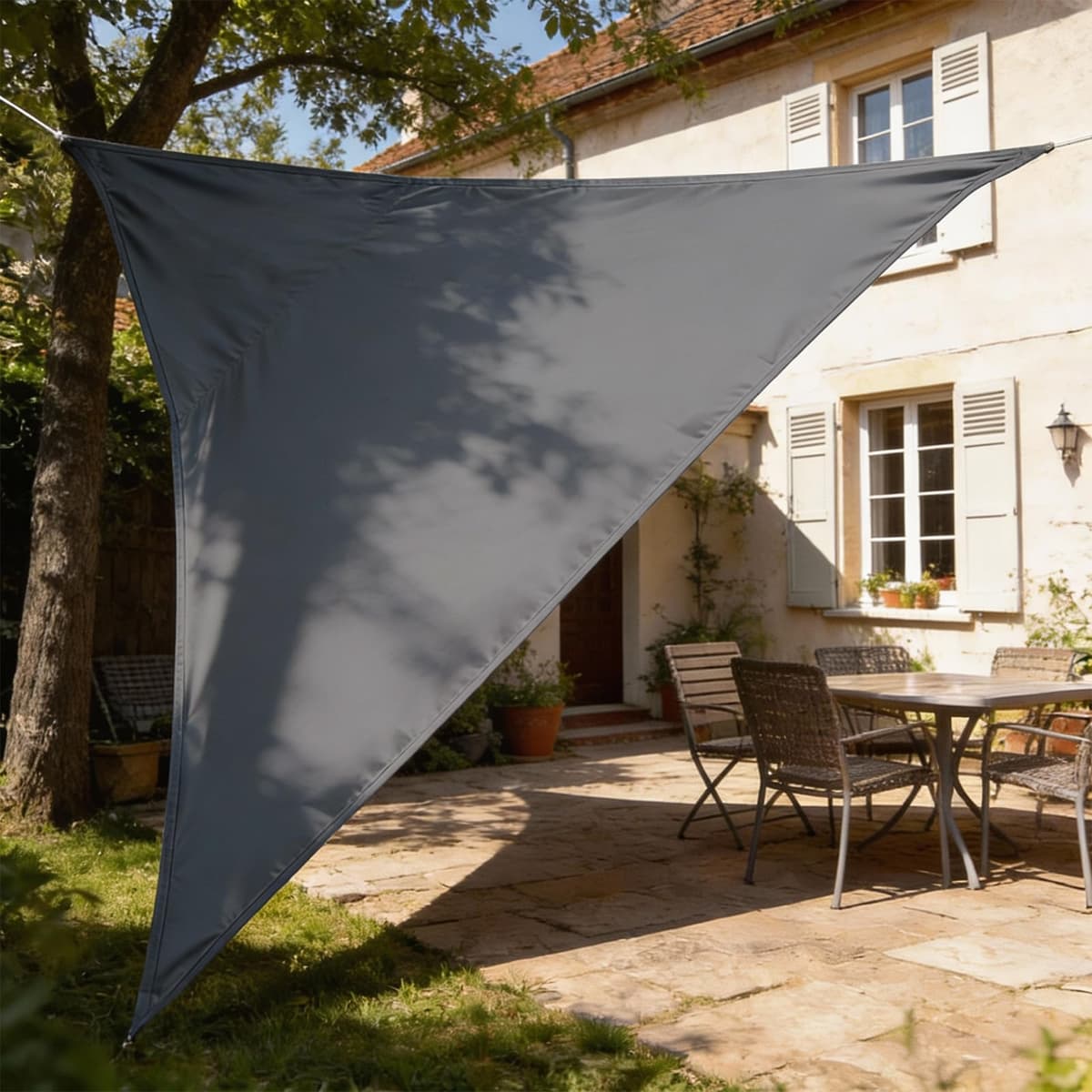 HAIKUS Toldo Vela de Sombra Impermeable Rectangular 4x5m Protección UV PES, Toldos para Patio Exterior Jardín Terraza - Gris — view 14