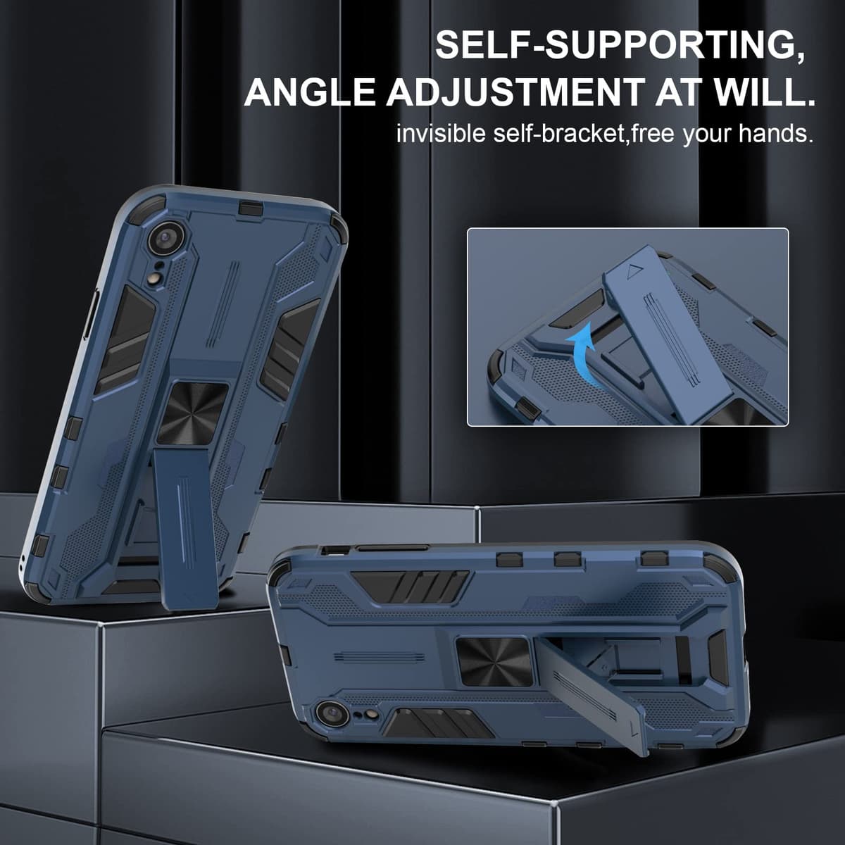 Funda para CMF Phone 2 Pro, Carcasa Antigolpes con Soporte anular metálico, Case Protectora de Grado Militar, Negro — view 1307