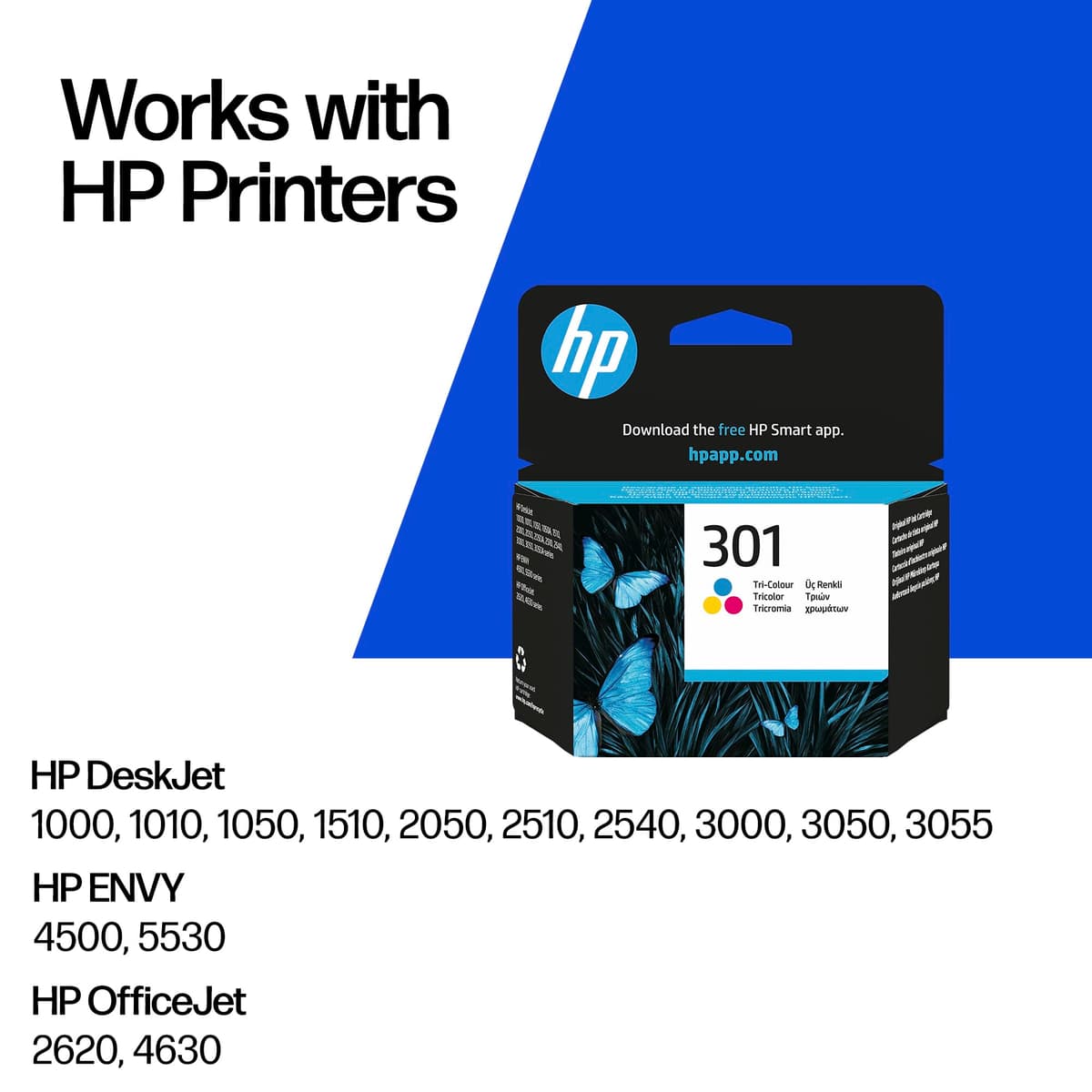 HP CH562EE 301 Original Ink Cartridge, Tri-color, Single Pack — view 2