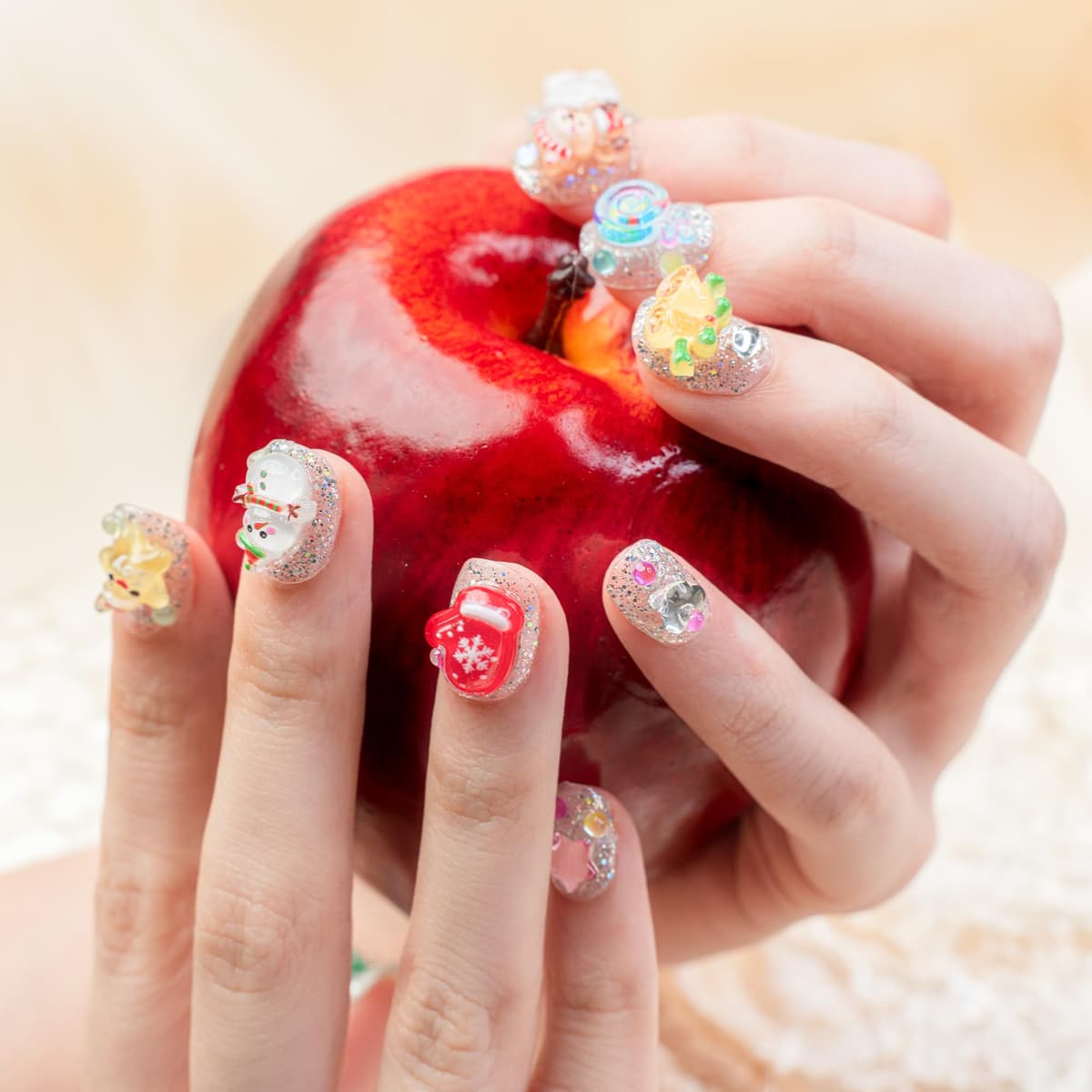 Sun&Beam Nails Handmade Press On Nail Long Coffin Ballerina Pink Flower Acrylic Fake Tip 3D Design Art Charms Cute with Storage Box 10 Pcs (S) — view 186