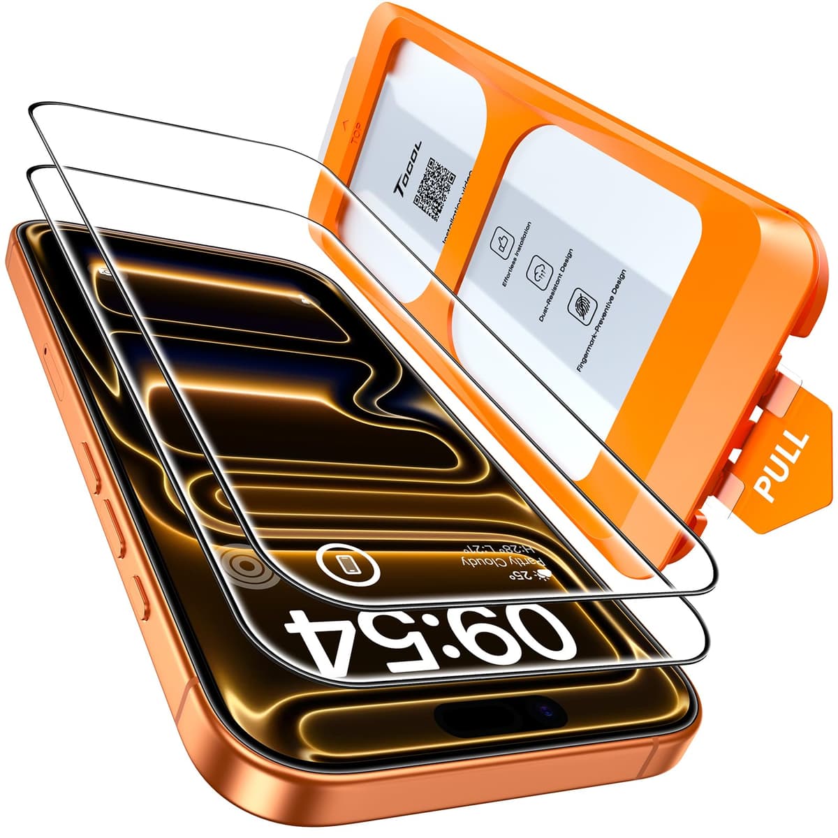 TOCOL Protector Pantalla para iPhone 17 Pro Max, Alineación Automática para Una Instalación Rápida, Cristal Templado de Dureza 9H Inastillable, HD Transparente, 2 Piezas