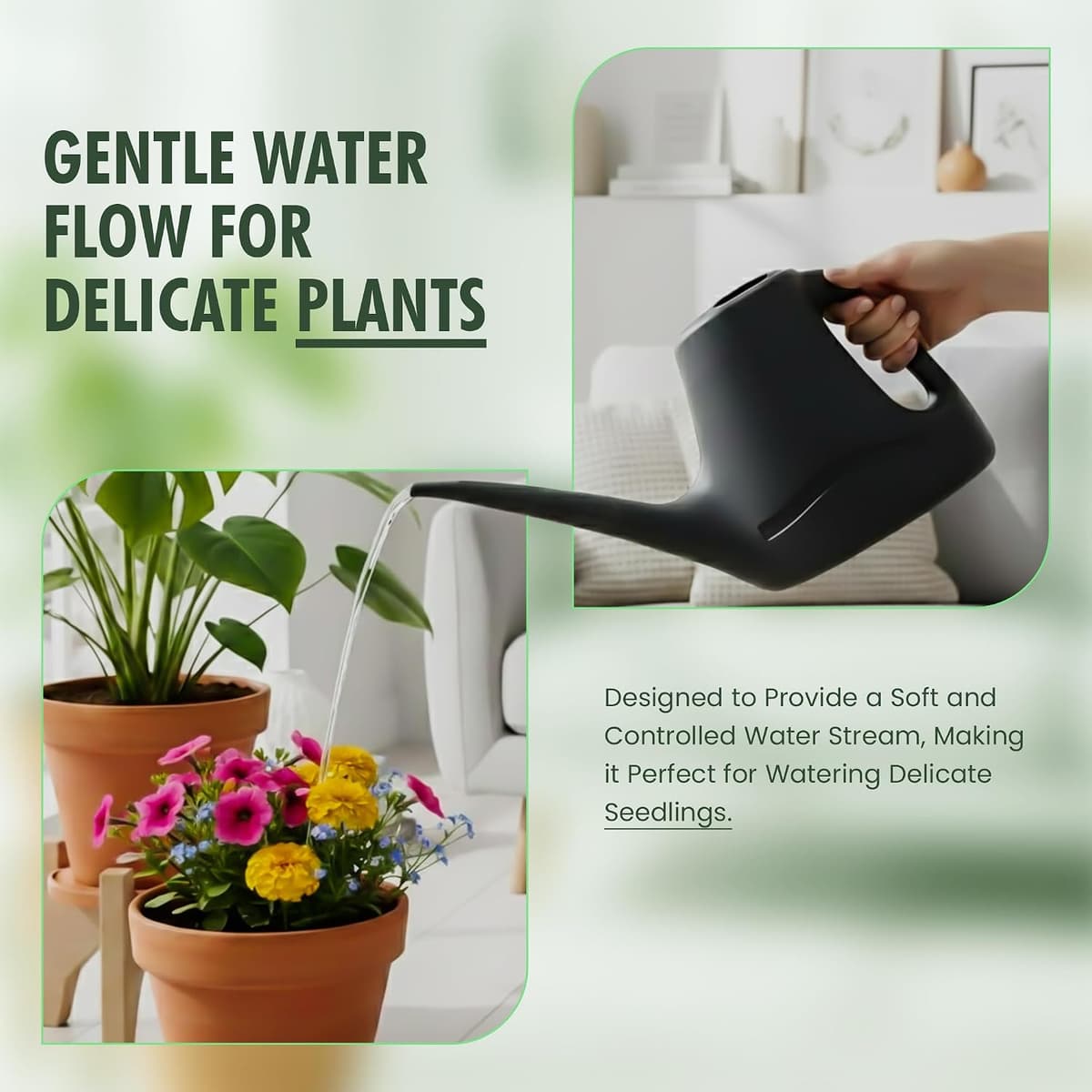 Watering Can 1L for Indoor & Outdoor Plants - Small Watering Jug with Long Spout for Precise Watering for Houseplants, Bonsai, Flowers & Greenhouses 1 L — view 4