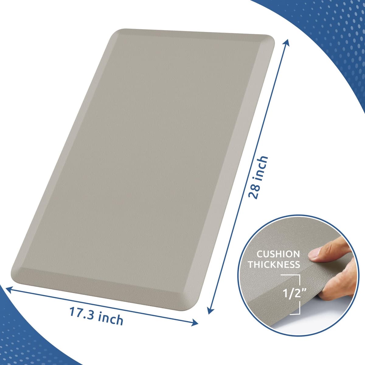 KitchenClouds Kitchen Mat Cushioned Anti Fatigue Rug 17.3"x28" Water Resistant Non Slip Standing Desk Mat Comfort Floor Mats for Kitchen House Sink Office (Khaki) — view 2