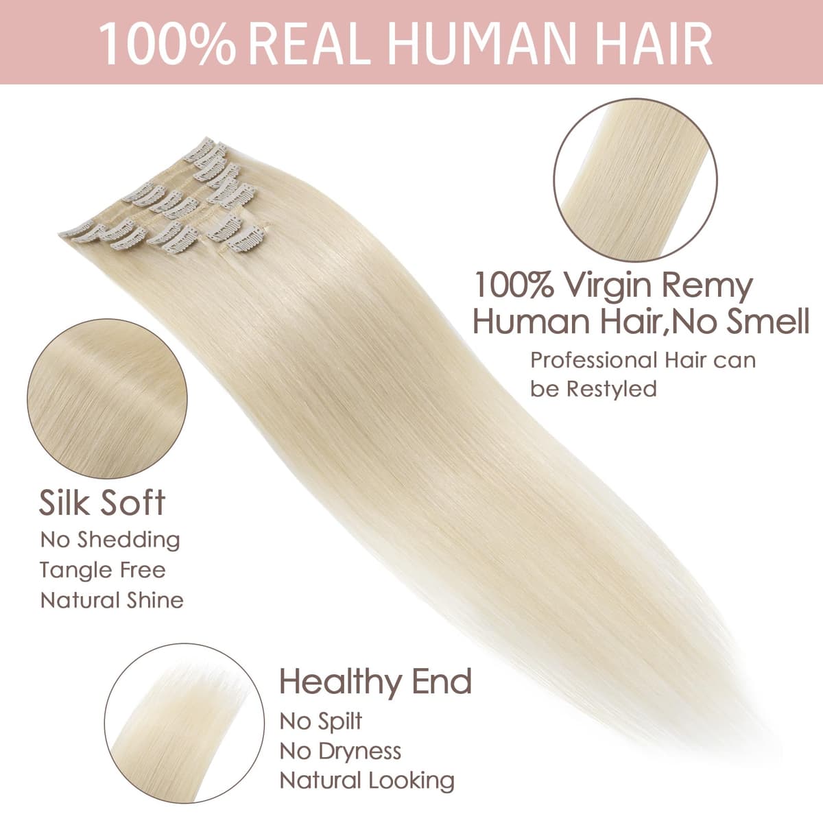 Silk-co 10inch Hair Extensions Clip in Hair Extension Human Hair #04 Medium Brown -Basic Thickness-Thin Weft- 8 Pieces Real Remy Straight Hair Extensions[50g] — view 189