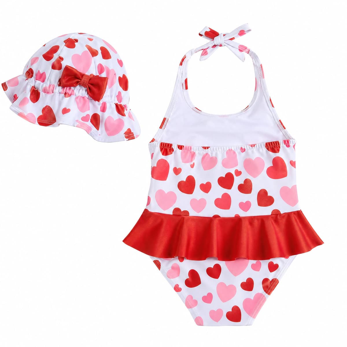 JiAmy Conjunto de natación para bebé recién nacida con bonito sombrero sin mangas de una pieza traje de baño de una pieza con lazo para verano, traje de baño de 0 a 24 meses — view 6