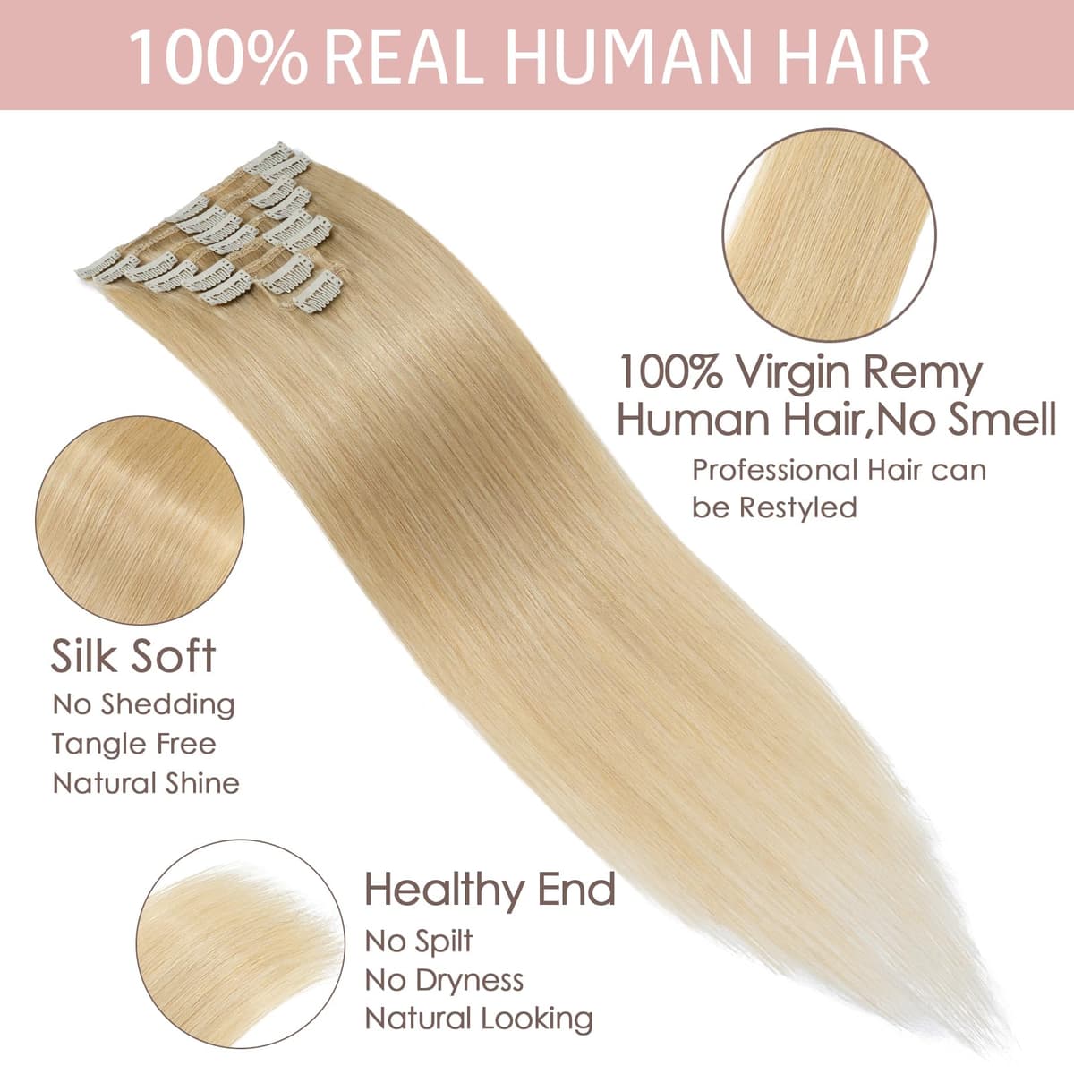 Silk-co 10inch Hair Extensions Clip in Hair Extension Human Hair #04 Medium Brown -Basic Thickness-Thin Weft- 8 Pieces Real Remy Straight Hair Extensions[50g] — view 121