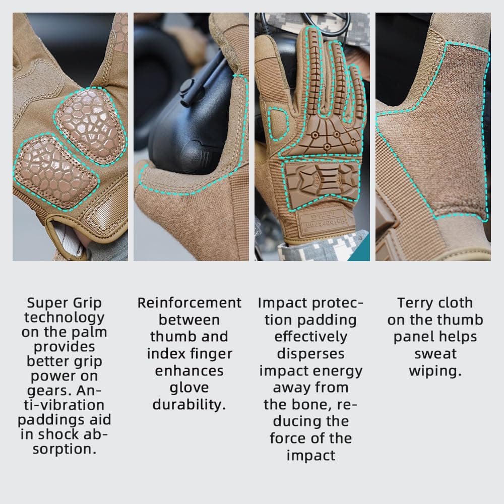 Seibertron T.T.F.I.G 2.0 Men's Tactical Military Gloves Flexible Rubber Knuckle Protective for Combat Hunting Hiking Airsoft Paintball Motorcycle Motorbike Riding Outdoor Gloves — view 5
