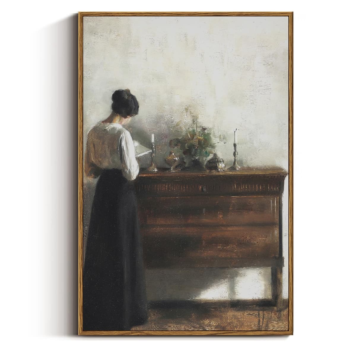 VIYYIEA Vintage Framed Black Dog Wall Art, Bedroom Living Room Minimalist Animal Art Decor, Antique Dog Canvas Print Paintings, Home Farmhouse Retro Still Life Decor, 12x16 Inch — view 89