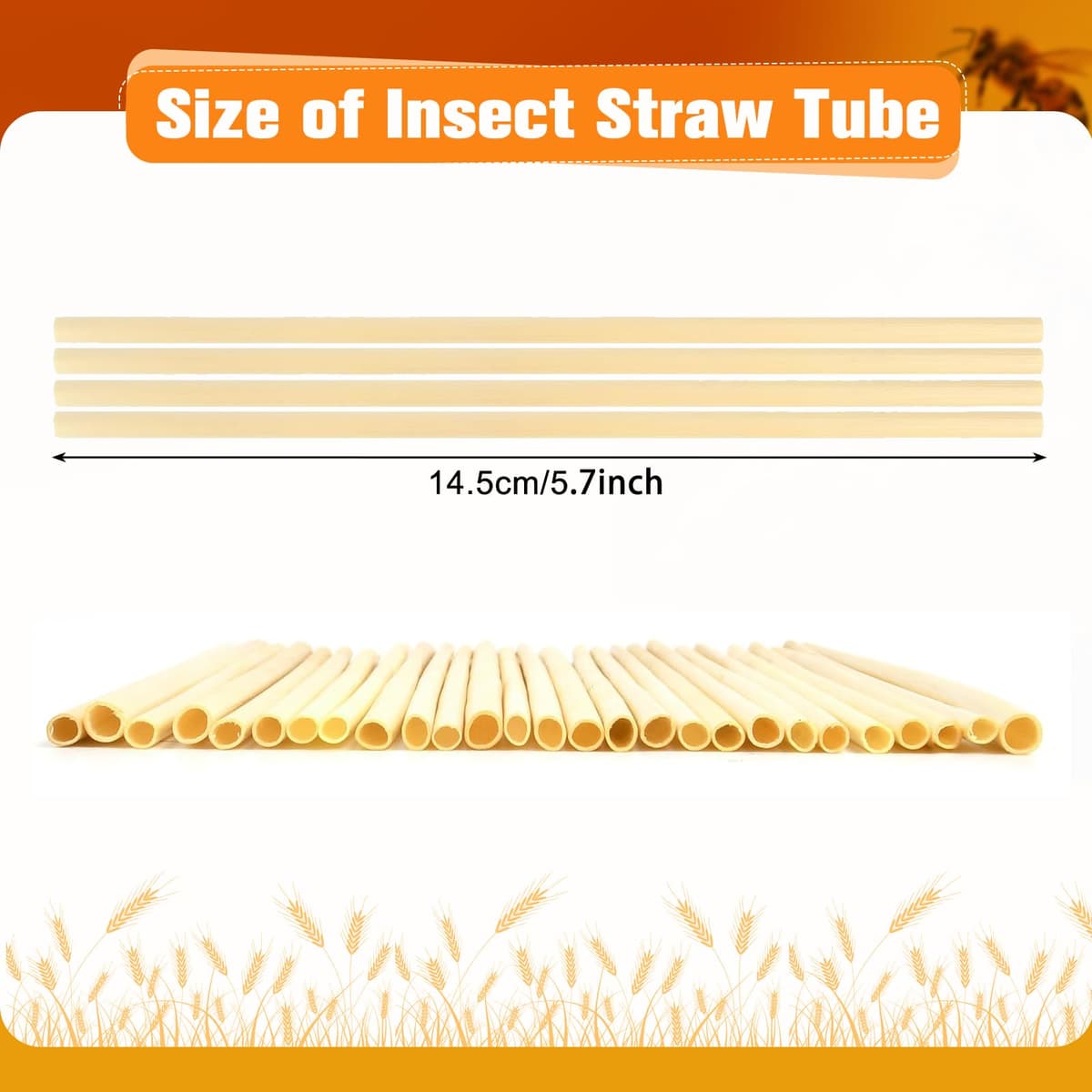 Kit Hotel de Insectos 300 Piezas - Pajitas de Trigo Tubos Nidos 14.5 cm para Abejas, Mariposas y Otros — view 2