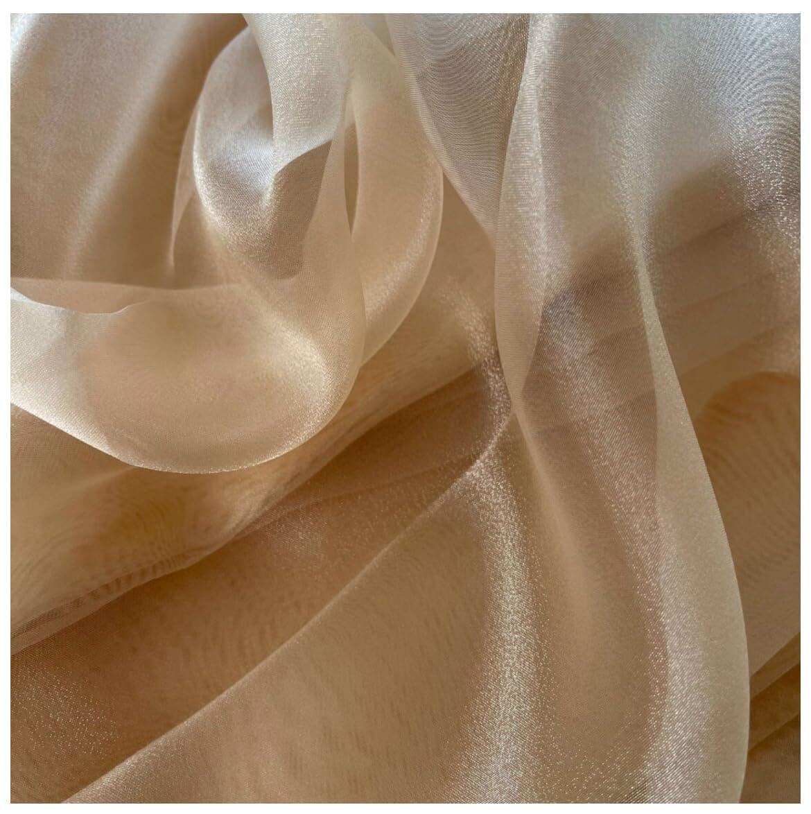 MDS Pack of 10 Yard Sheer Organza Fabric for Wedding Party Home Event Banquet Decorations, Backdrop Curtain Craft Dress Sewing Fashion DIY Crystal Organza Tulle Fabric Bolt 44” Wide - Champagne Gold — view 3