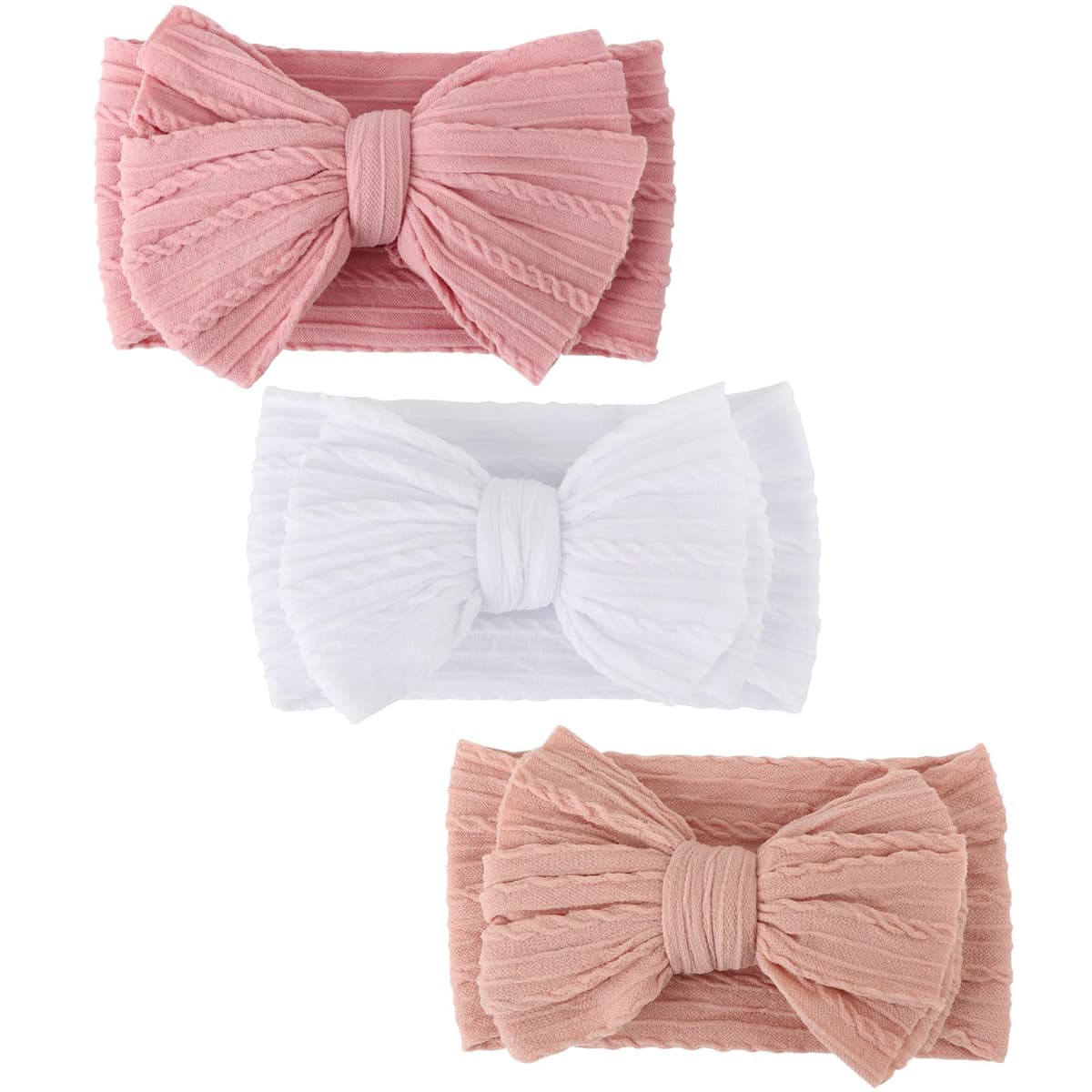 DRESHOW 3 Pack Girls Headbands Stretchy Nylon Headbands Handmade Hair Accessories for Newborn Infant Toddlers Kids